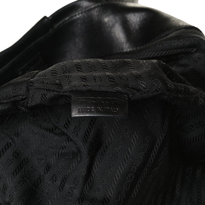 Prada Soft Calf Pleated Shoulder Bag Black 6 of 16