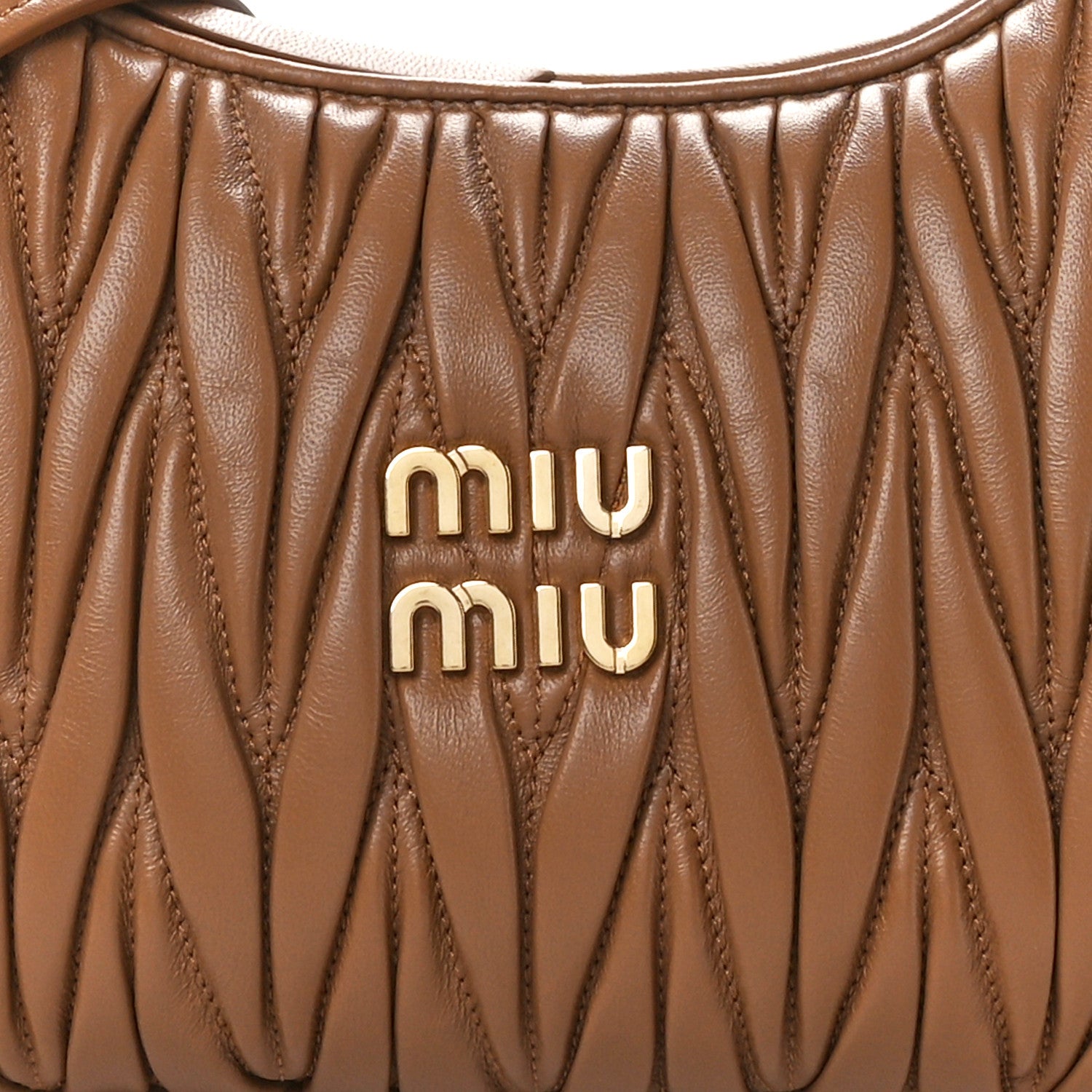 Miu Miu Nappa Matelasse Regular Wander Hobo Caramel 8 of 10