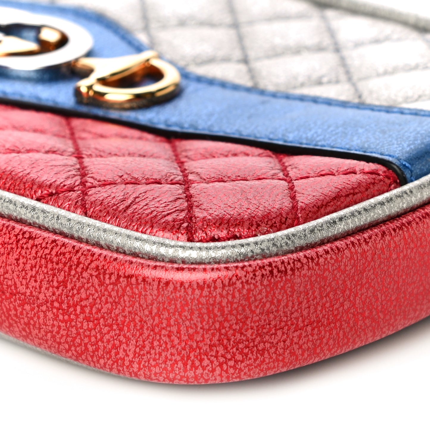 Laminated Nappa Trapuntata Zumi iPhone Case Rosso Marine Argento