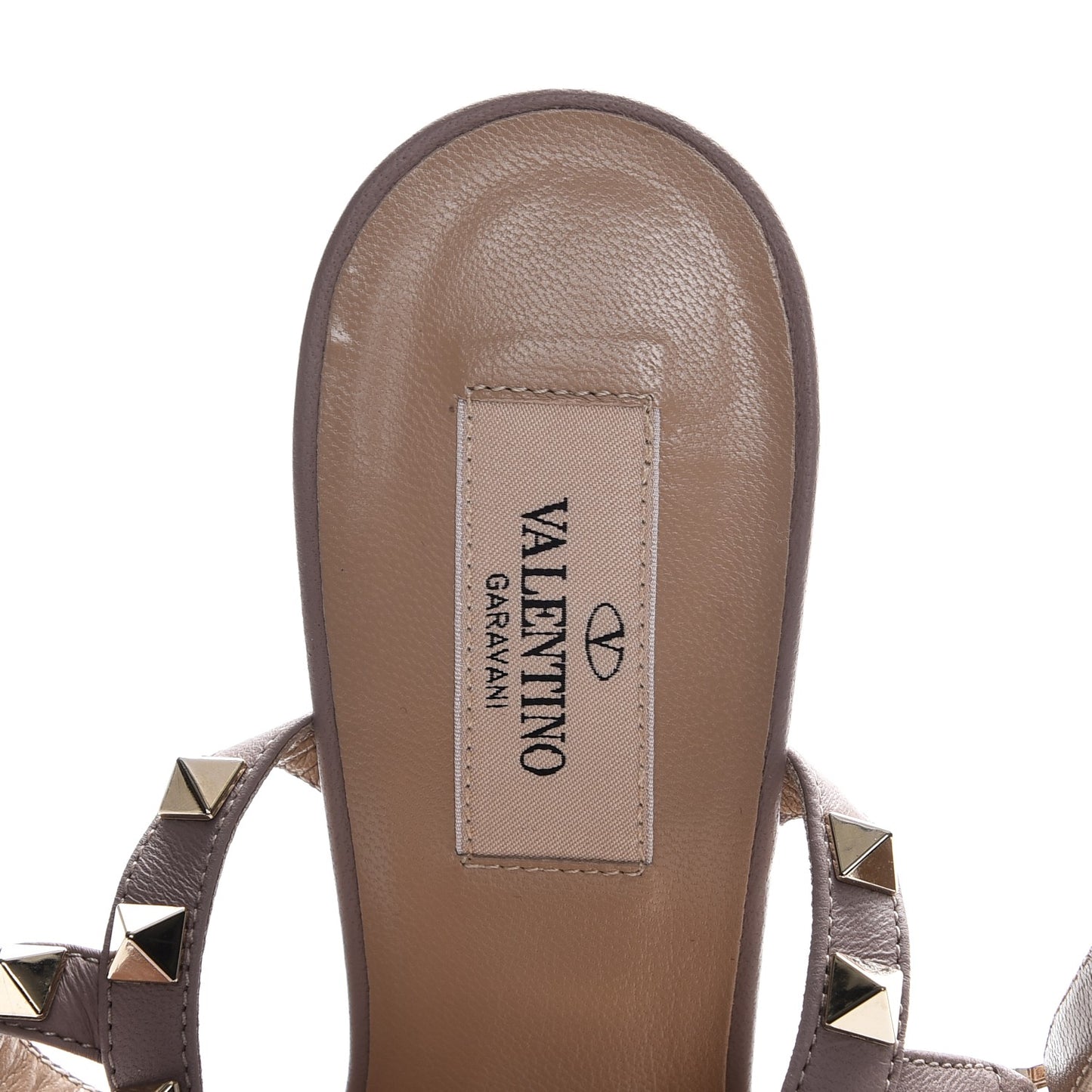Patent Rockstud Ankle Strap Low Heel Pumps 38.5 Poudre