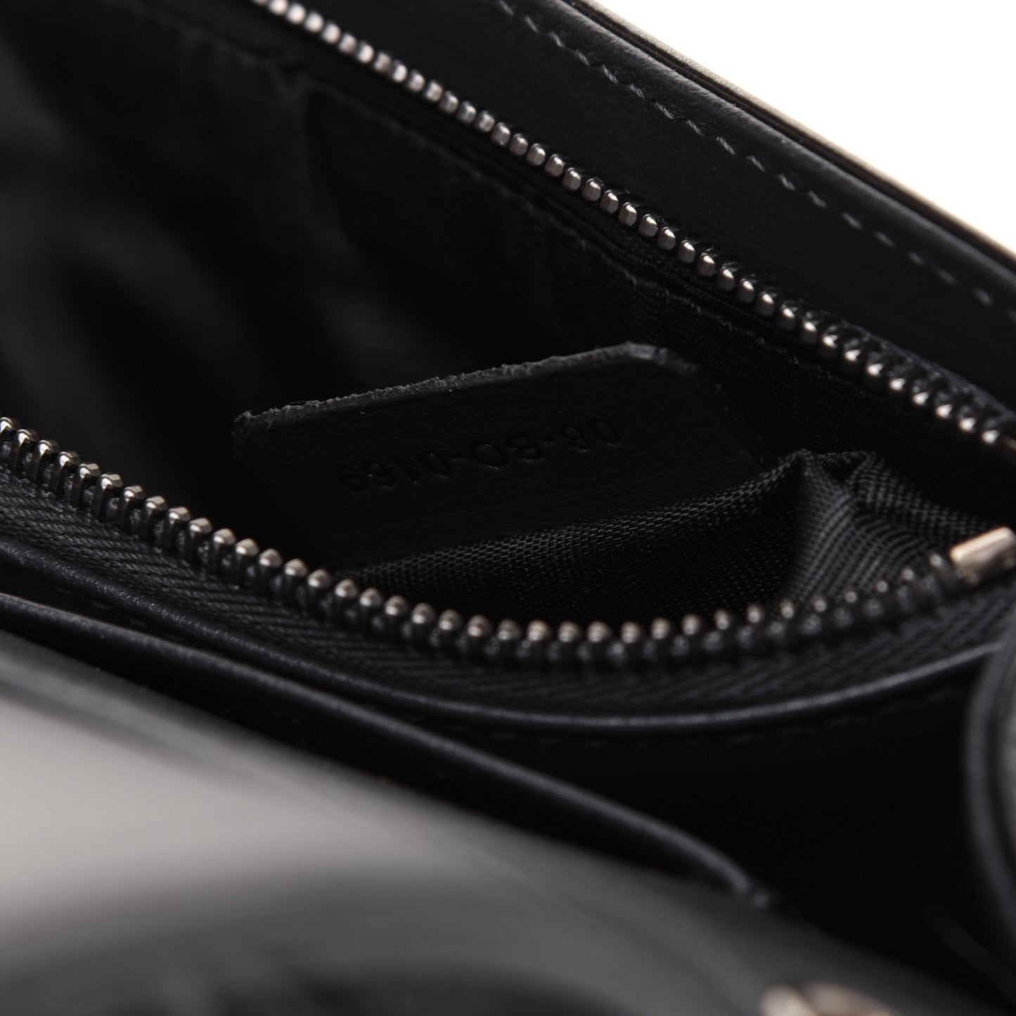 Metallic Patent Micro-Cannage Diorama Wallet on Chain Pouch Onyx Black