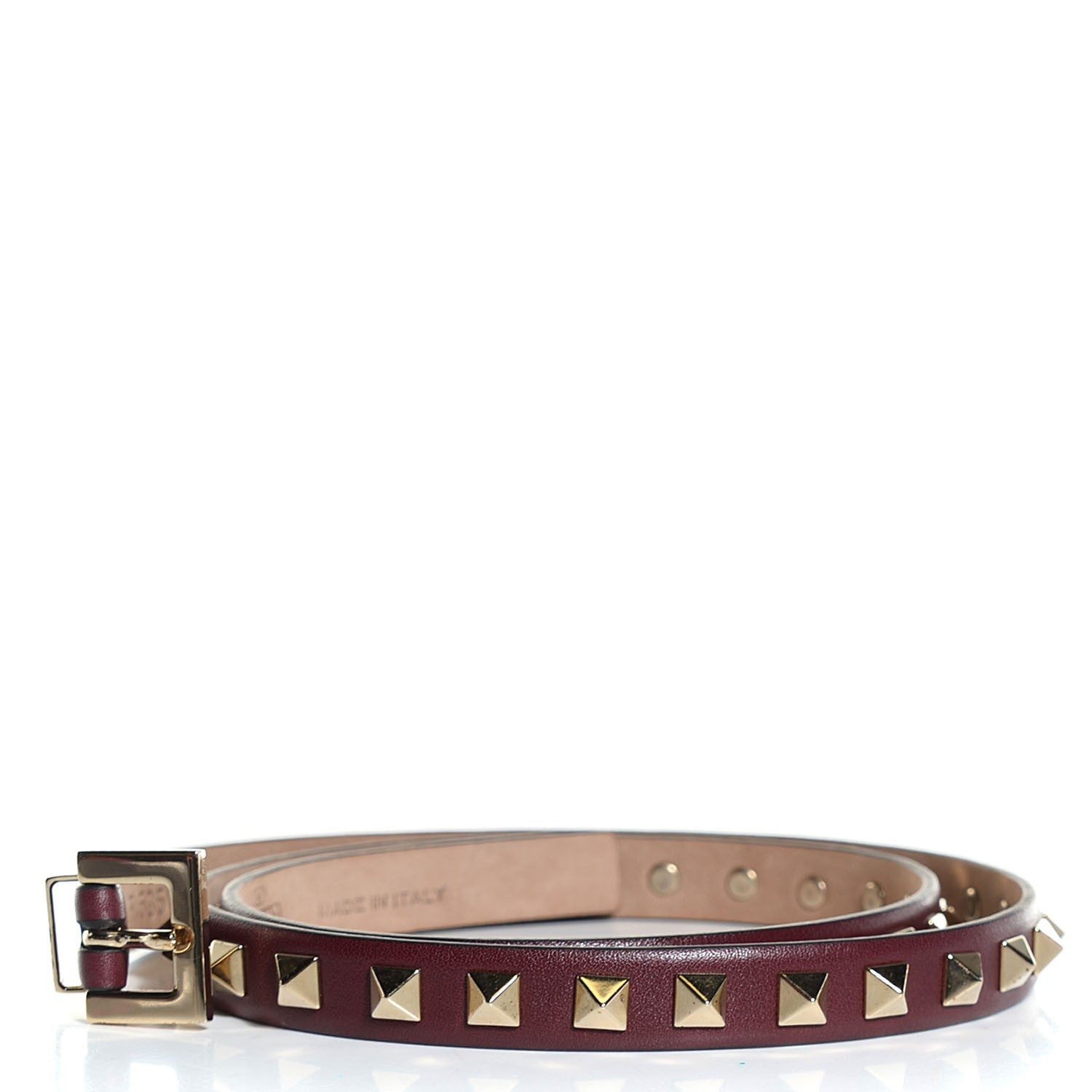 Valentino Garavani Calfskin Rockstud Belt 80 32 Rubin 3 of 6