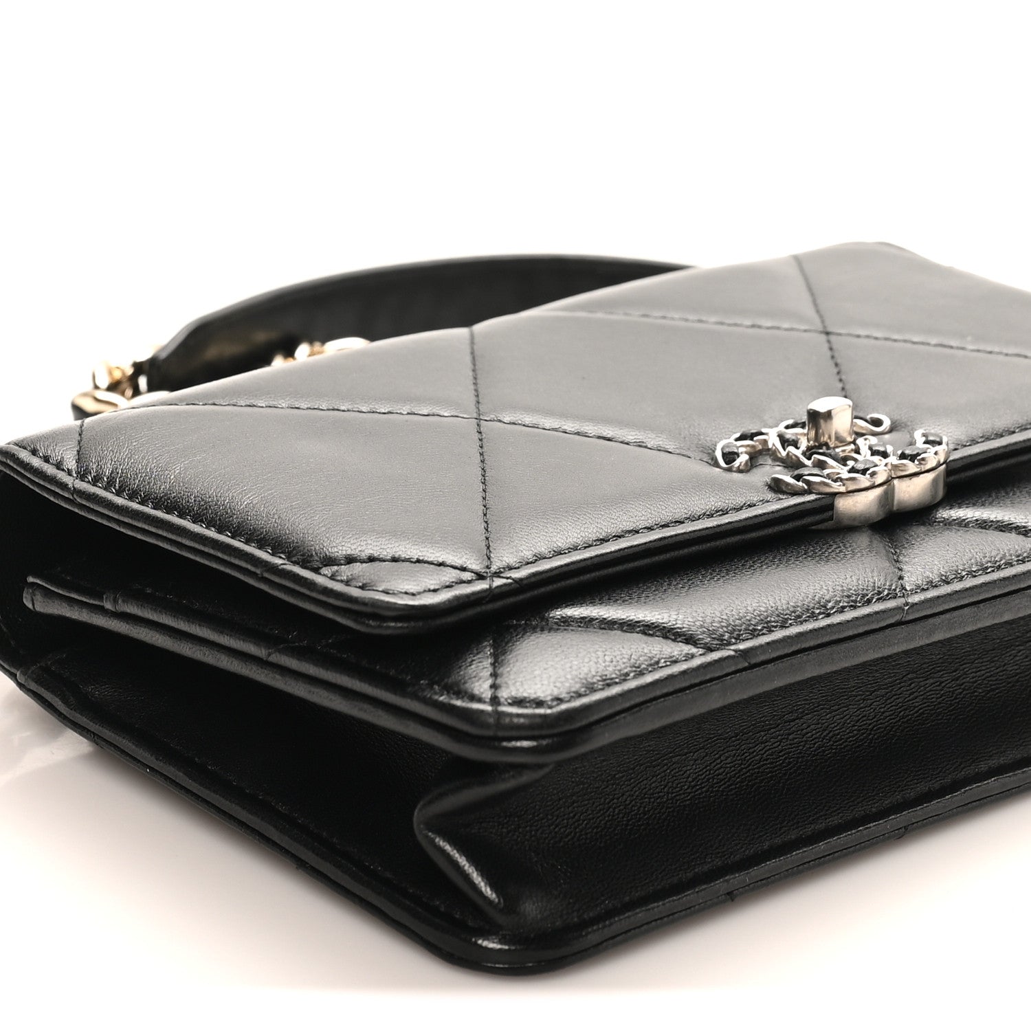 Chanel Lambskin Quilted Chanel 19 Wallet On Chain WOC Black 9 of 11