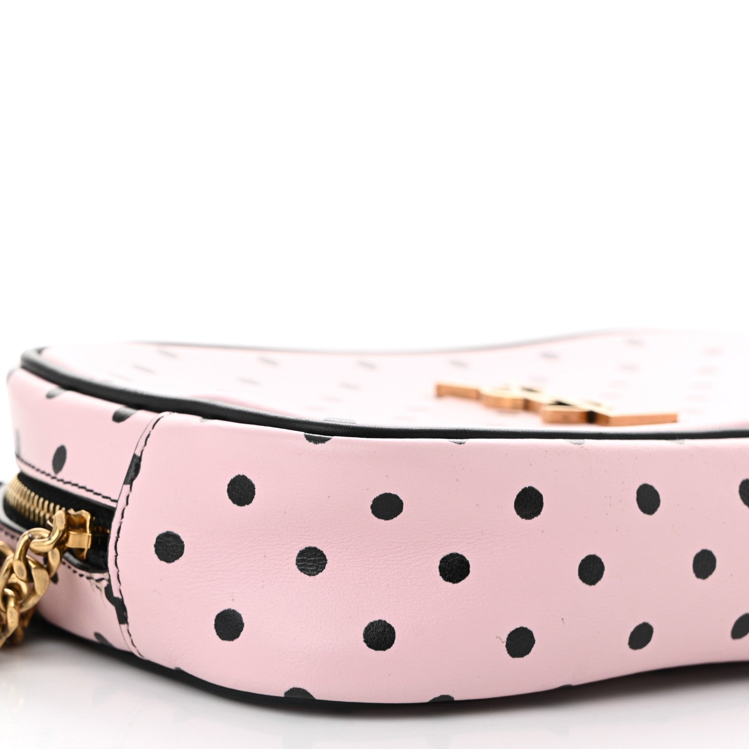 Saint Laurent Calfskin Printed Polka Dot Mini Lou Camera Bag Pink Black 9 of 10