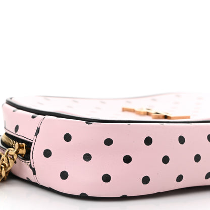Saint Laurent Calfskin Printed Polka Dot Mini Lou Camera Bag Pink Black 9 of 10