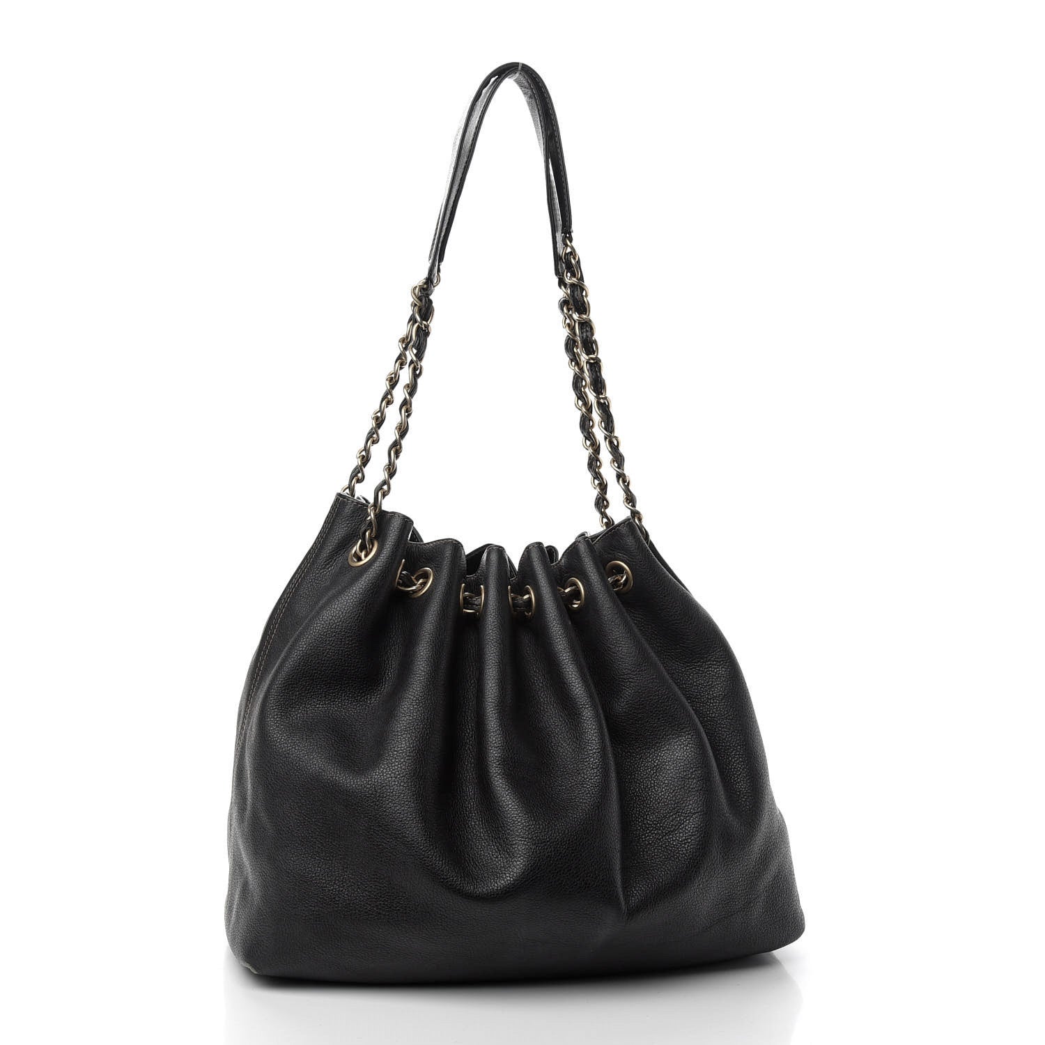Chanel Grained Calfskin CC Drawstring Bucket Bag Black 3 of 11