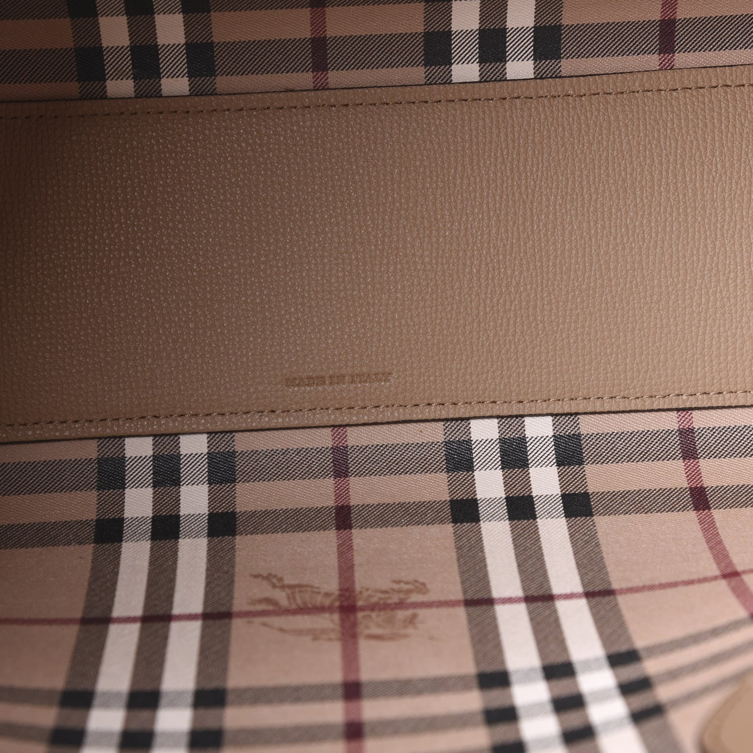 Burberry Grainy Calfskin Haymarket Check Small Reversible Tote Mid Camel 12 of 14