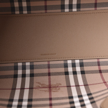 Burberry Grainy Calfskin Haymarket Check Small Reversible Tote Mid Camel 12 of 14