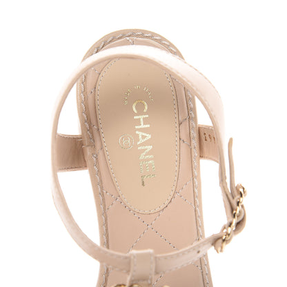 Chanel Lambskin Chain CC Logo Thong Sandals 36.5 Beige 6 of 9