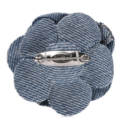Chanel Denim Camellia Pin Brooch Blue 3 of 4