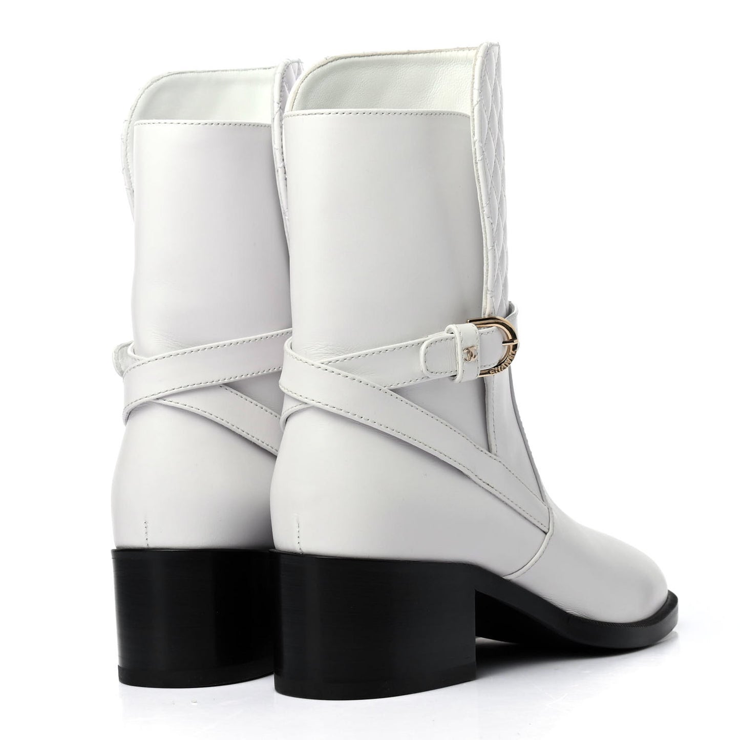 Calfskin Quilted CC Boots 37 White