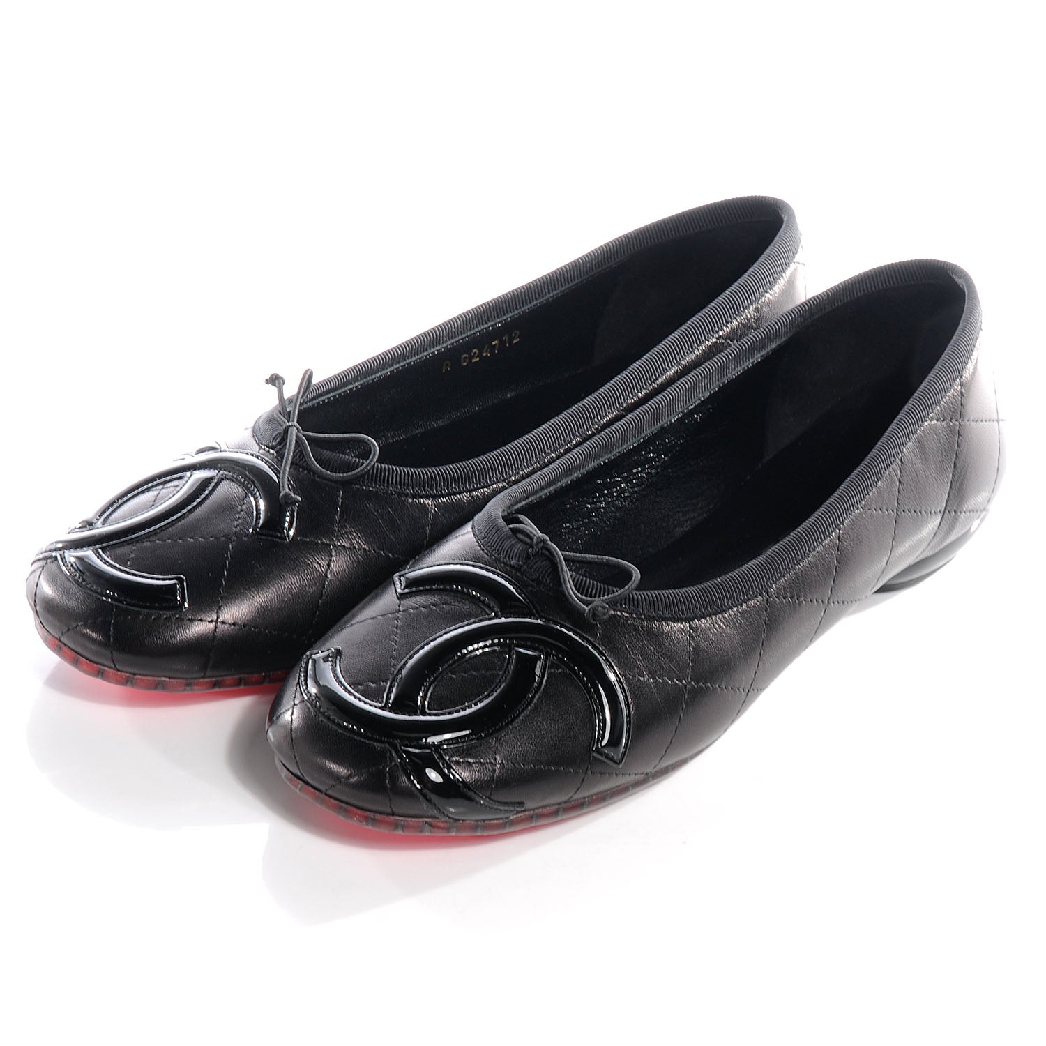 Chanel Leather Quilted Cambon Ballet Flats 40 Black 3 of 7