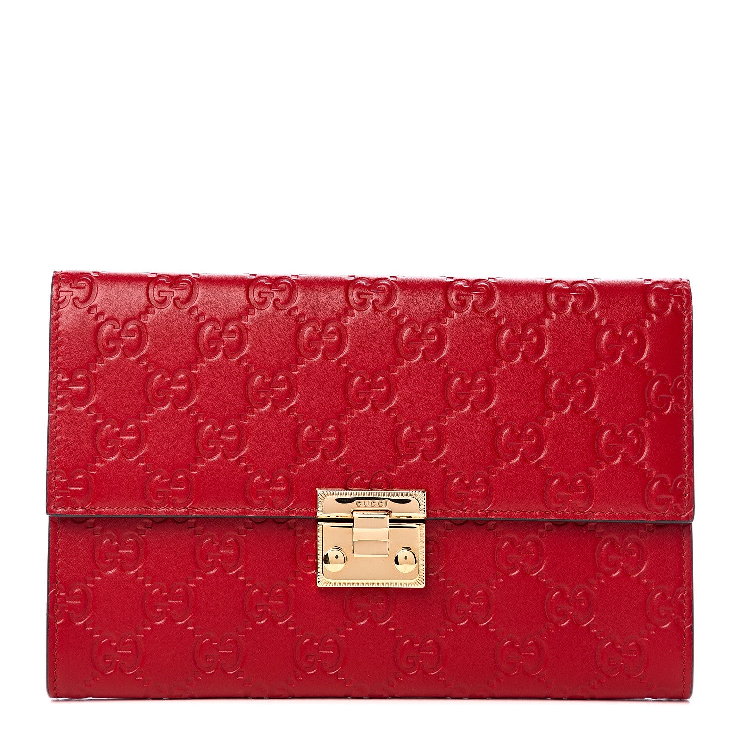 Gucci Guccissima Padlock Clutch Hibiscus Red 1 of 5