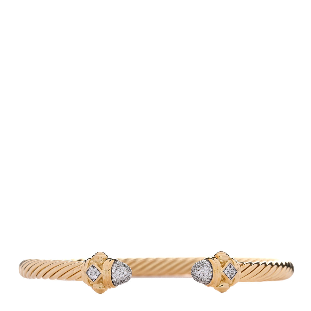 David Yurman 18K Yellow Gold Diamond 5mm Pave Renaissance Bracelet 1 of 3