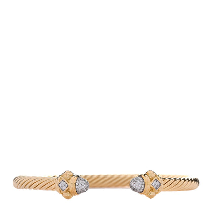 David Yurman 18K Yellow Gold Diamond 5mm Pave Renaissance Bracelet 1 of 3
