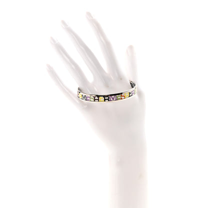 Hermes Enamel Printed Narrow Capitales Bracelet 65 White Multicolor 2 of 5