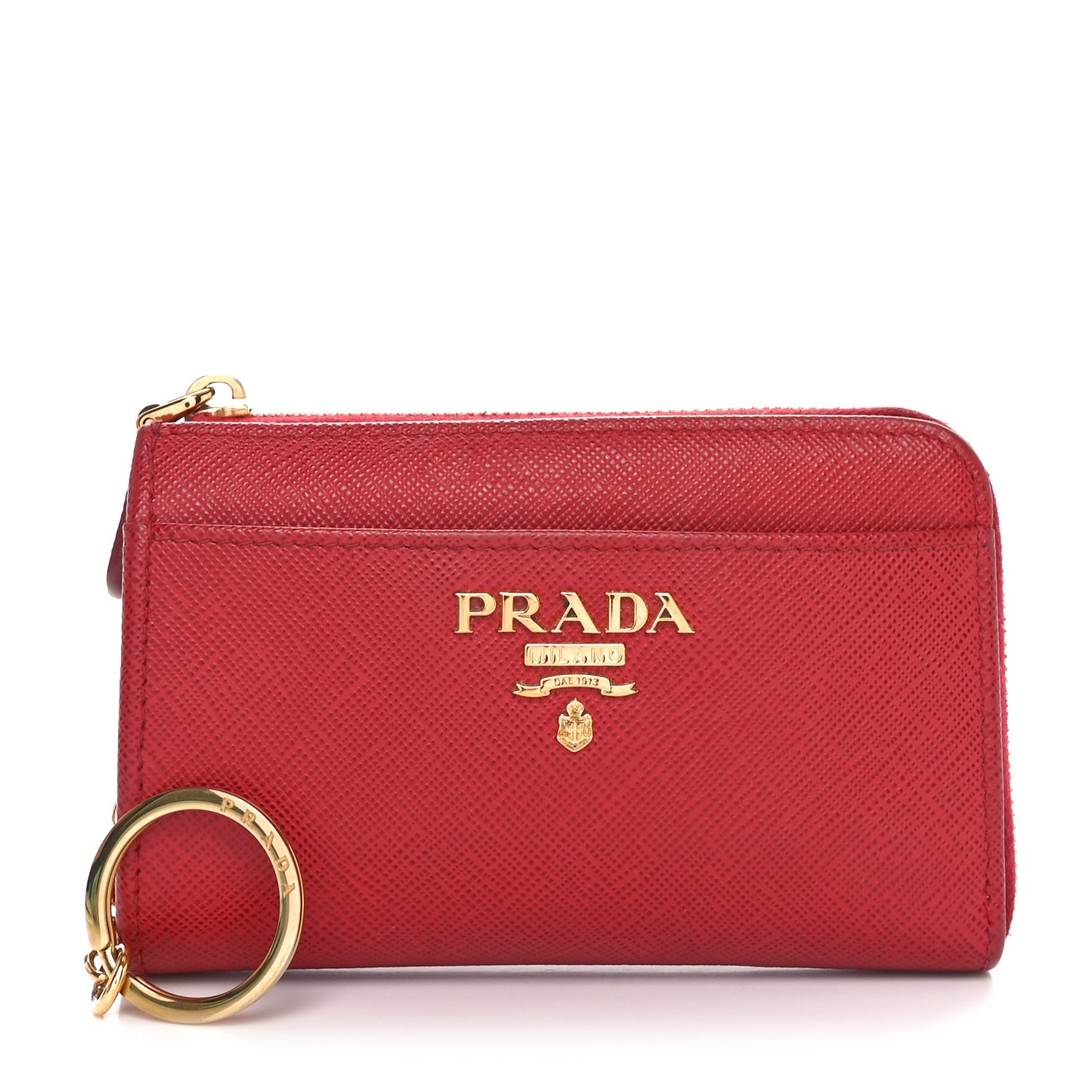 Saffiano Metal Zip Around Keychain Fuoco