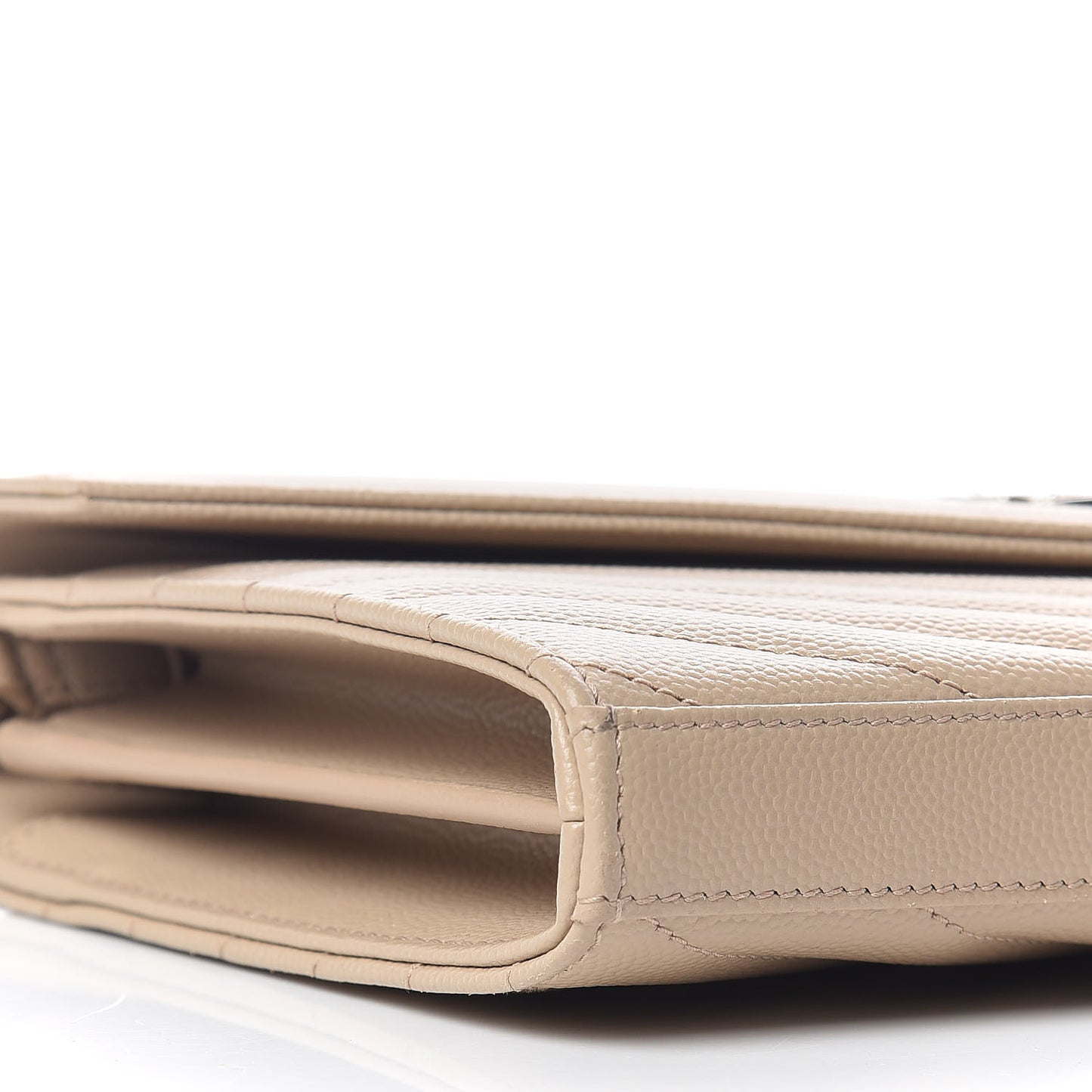 Grain De Poudre Matelasse Chevron Monogram Chain Wallet Nude Powder