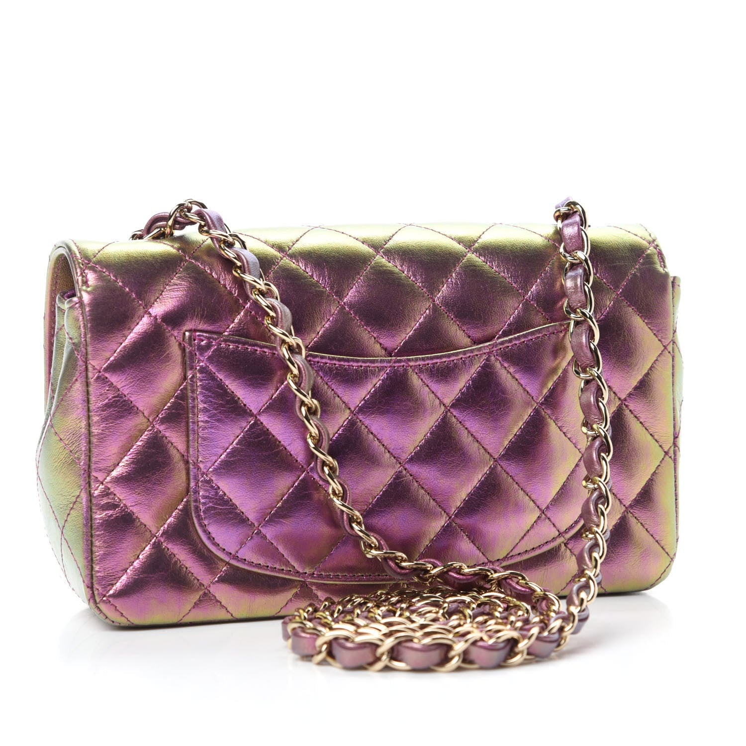 Chanel Iridescent Lambskin Quilted Mini Rectangular Flap Purple 3 of 11