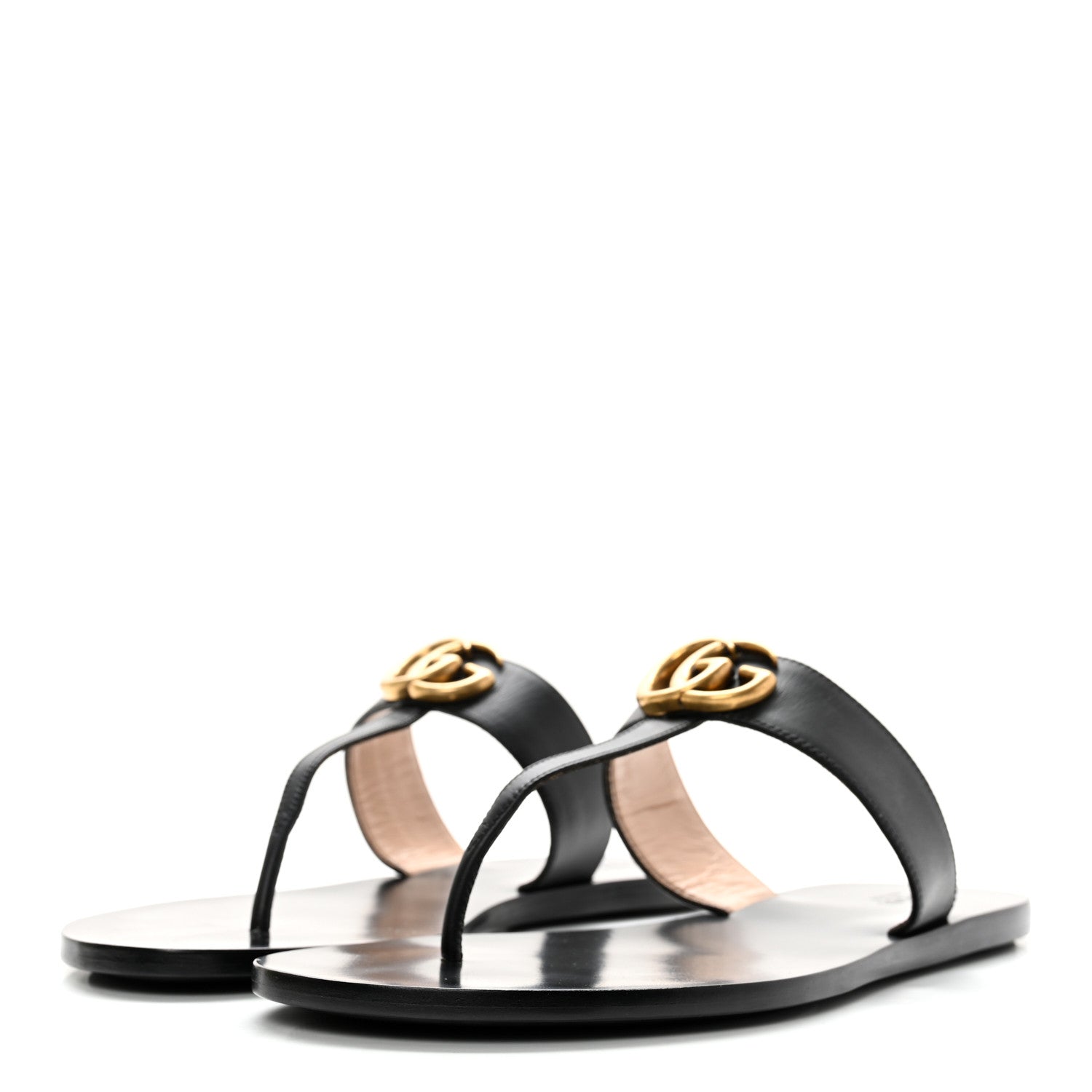 Gucci Calfskin GG Marmont Thong Sandals 39.5 Black 3 of 10