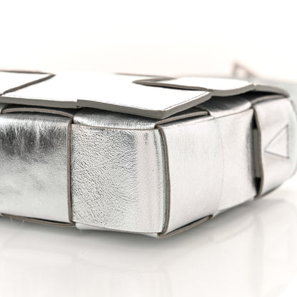 Bottega Veneta Metallic Lambskin Maxi Intrecciato Cassette Crossbody Bag Silver 9 of 9