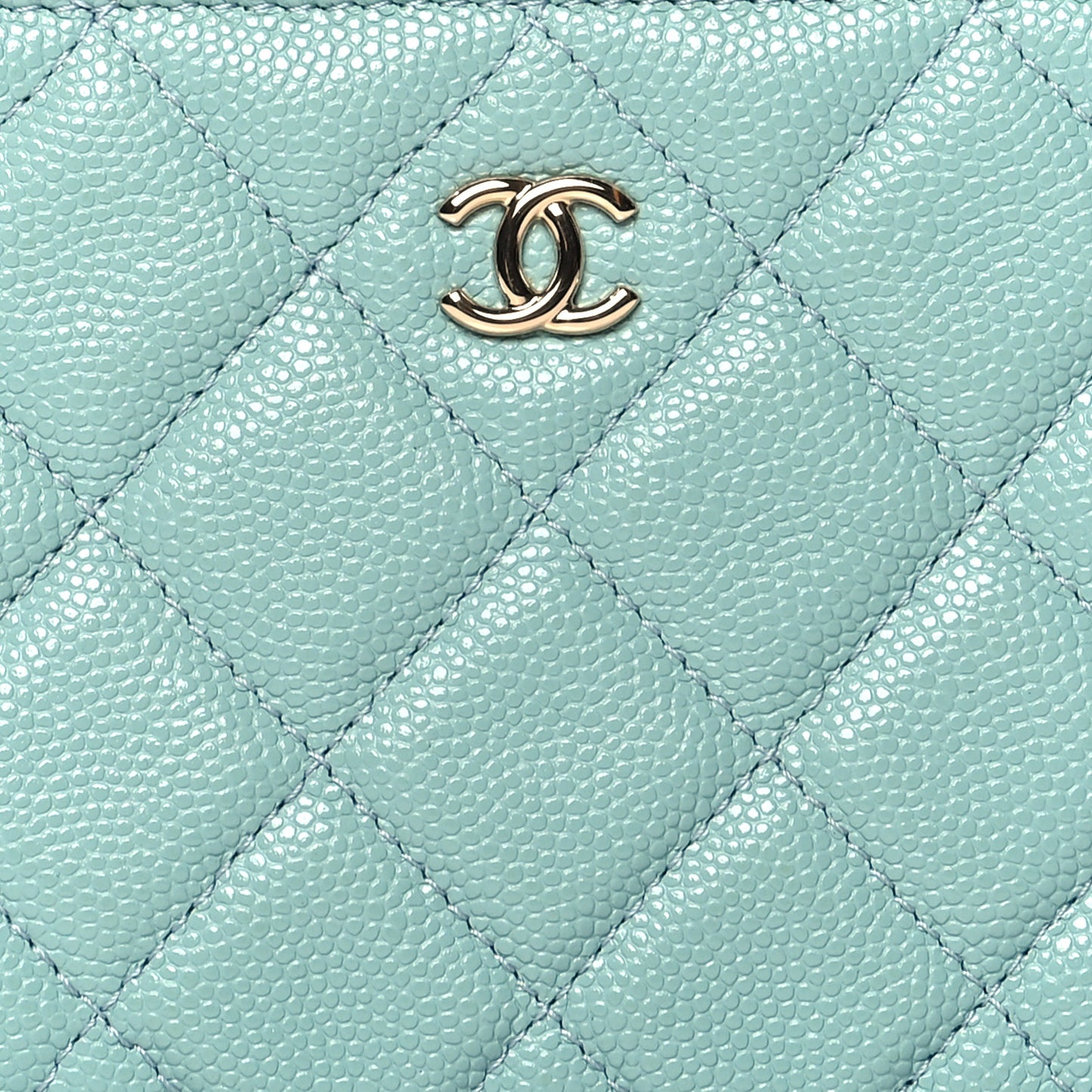 Caviar Quilted Small Cosmetic Case Light Blue