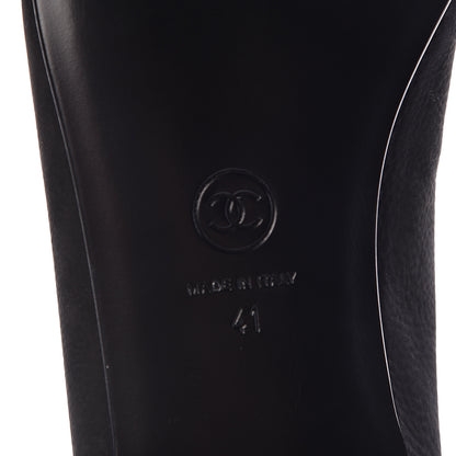 Chanel Suede Lambskin Cap Toe CC Ballerina Flats 41 Black 9 of 9