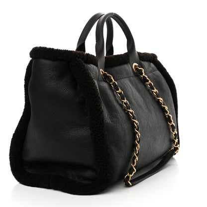 Chanel Lambskin Shearling Medium Deauville Tote Dark Brown 4 of 12
