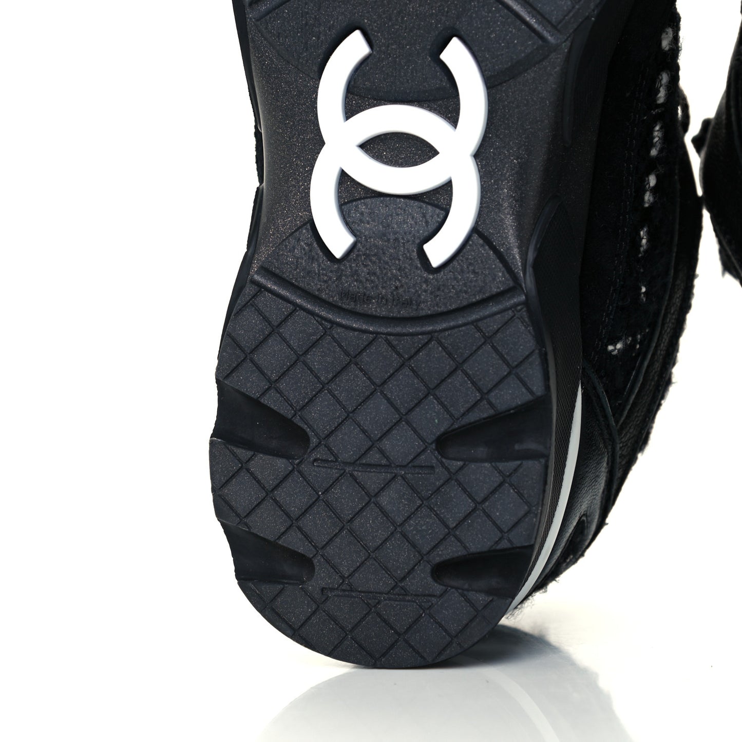 Tweed Suede Goatskin CC Sneakers 37 Black White