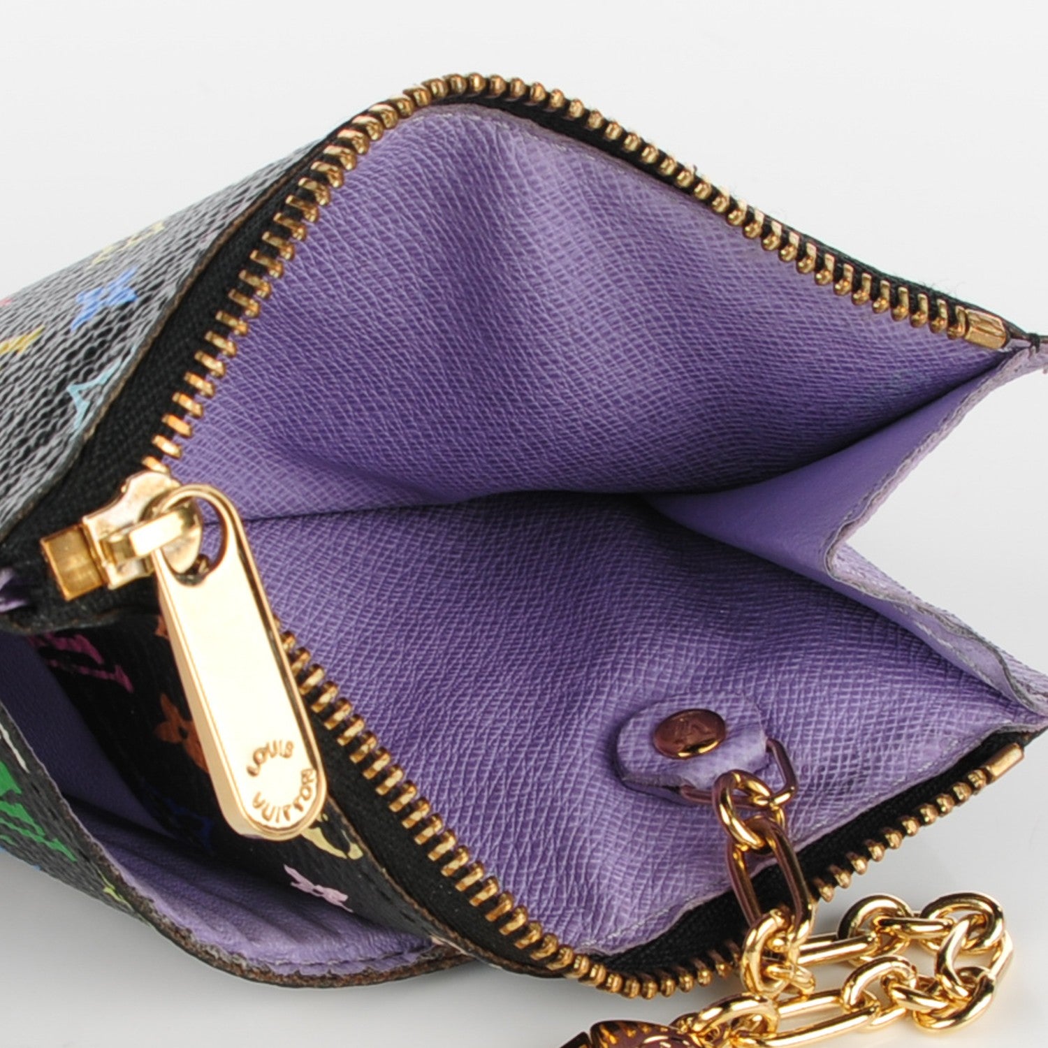 Louis Vuitton Monogram Multicolor Key Pouch Black Violet 5 of 7