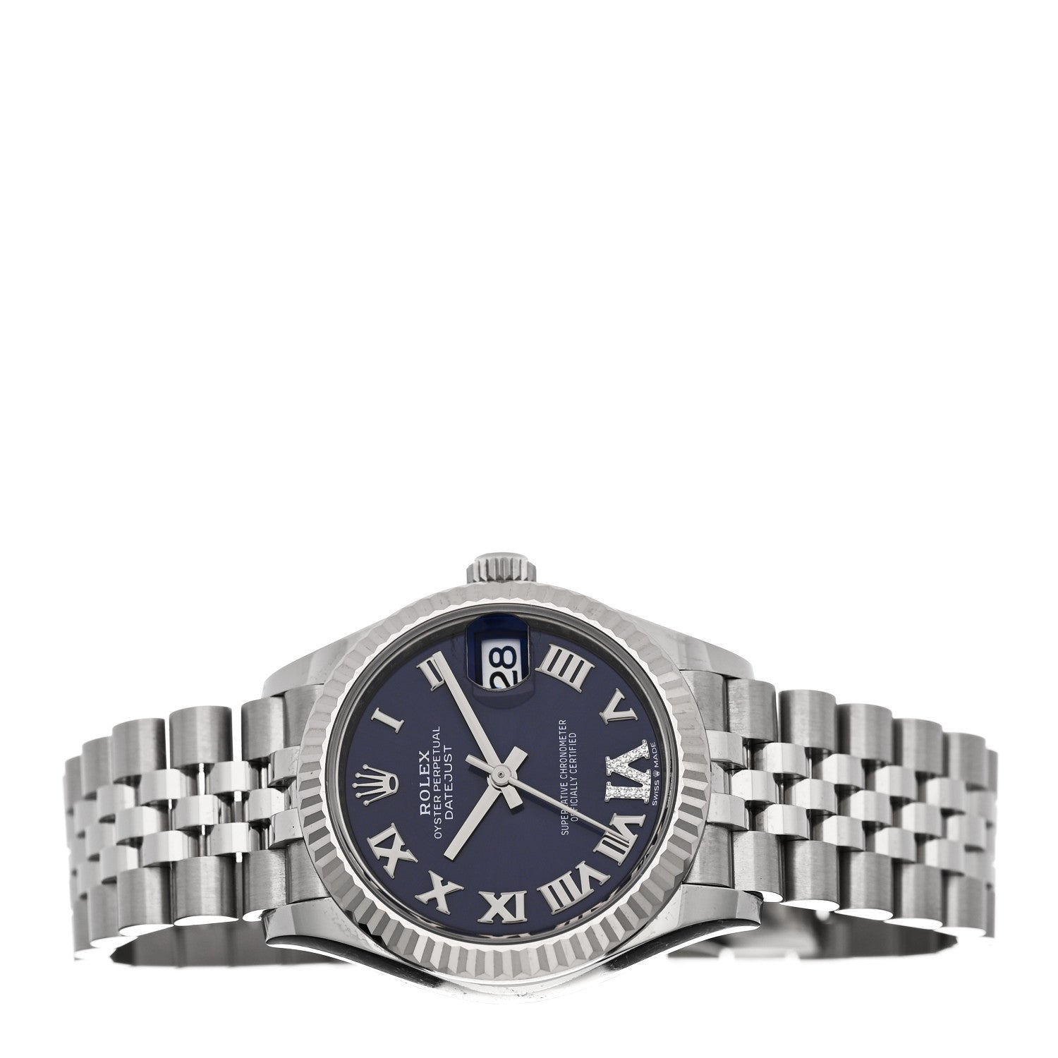 Rolex Stainless Steel 18K White Gold Diamond 31mm Oyster Perpetual Datejust Watch Aubergine Roman 278274 2 of 5