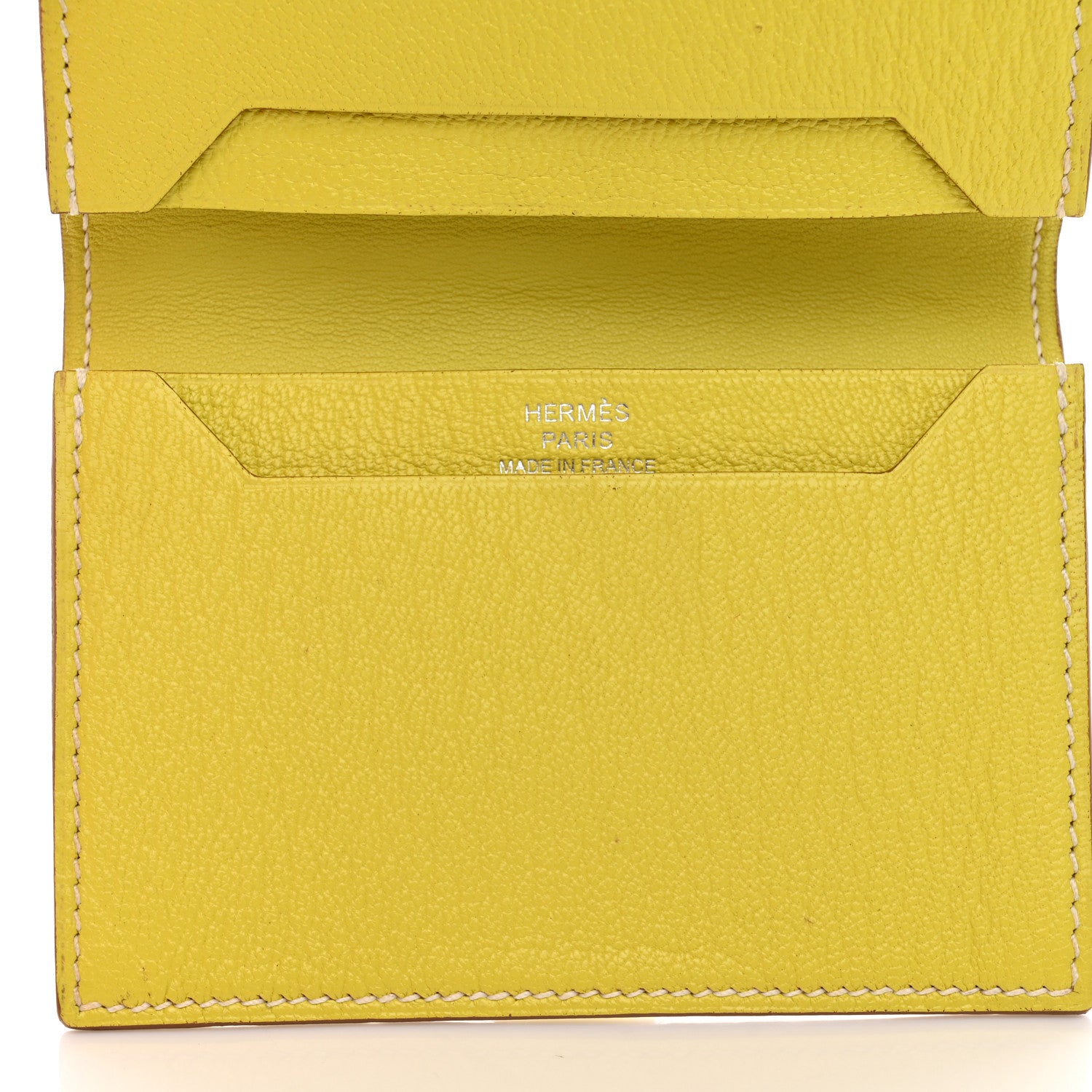 Hermes Chevre Mysore Bearn Card Holder Wallet Lime 10 of 11