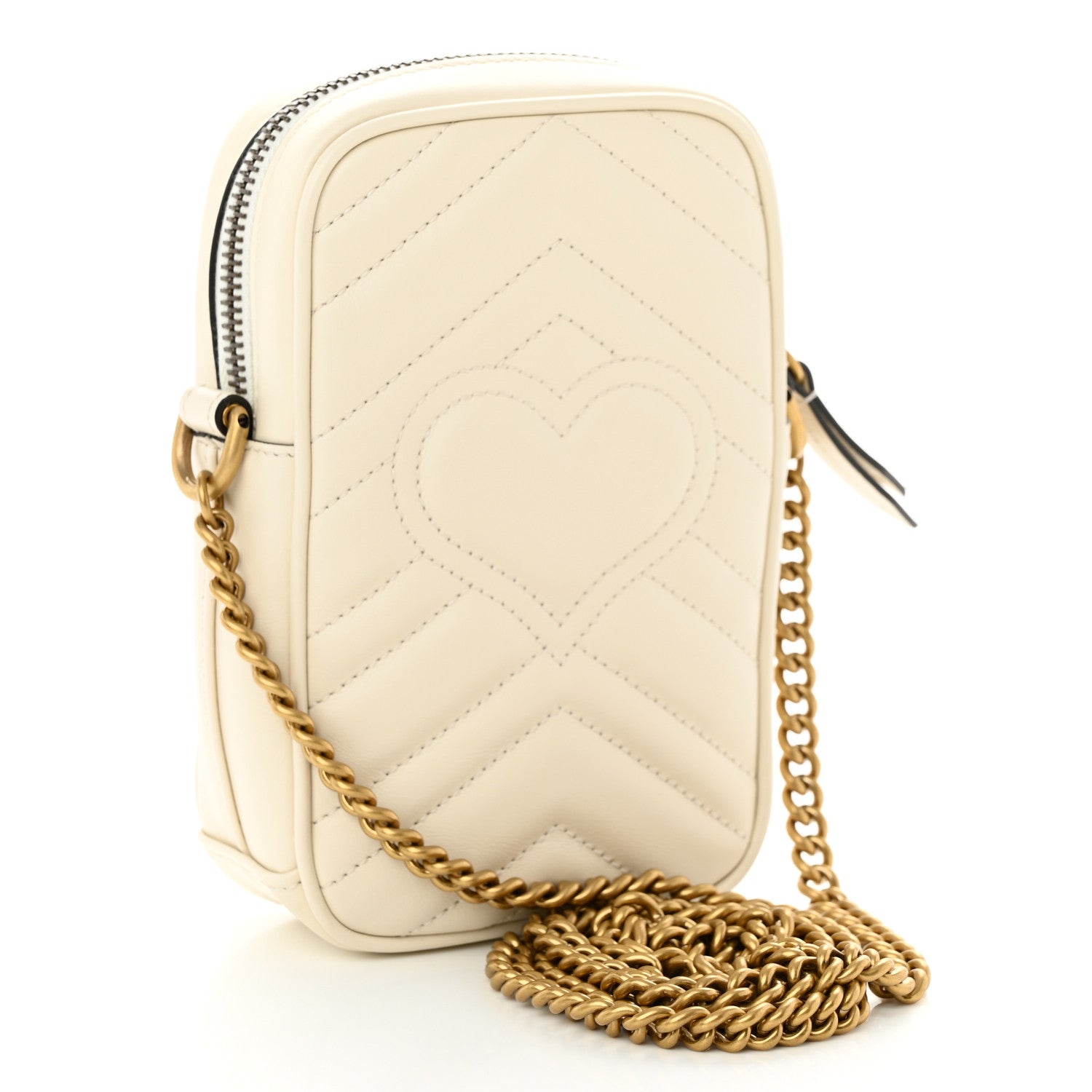 Gucci Calfskin Matelasse Mini GG Marmont Crossbody Bag White 3 of 10
