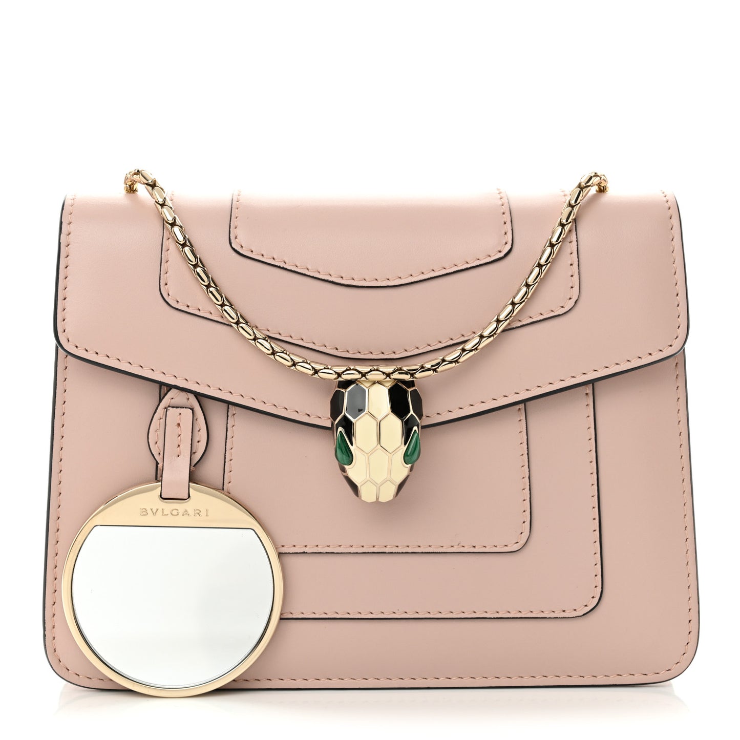 Calfskin Small Serpenti Forever Snake Strap Crossbody Bag Light Pink