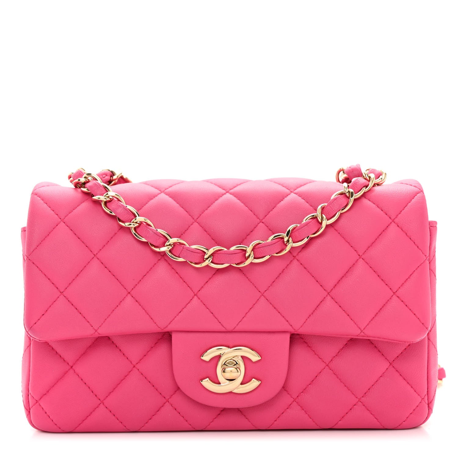 Chanel Lambskin Quilted Mini Rectangular Flap Dark Pink 1 of 11