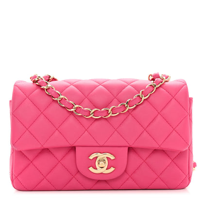 Chanel Lambskin Quilted Mini Rectangular Flap Dark Pink 1 of 11