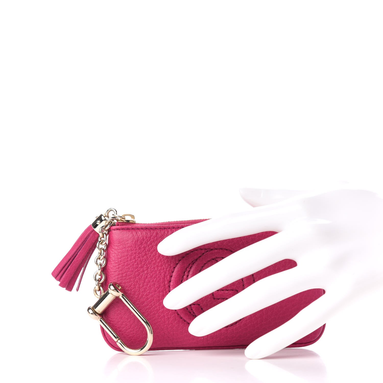 Gucci Pebbled Calfskin Soho Key Case Bright Bougainvillea 2 of 7