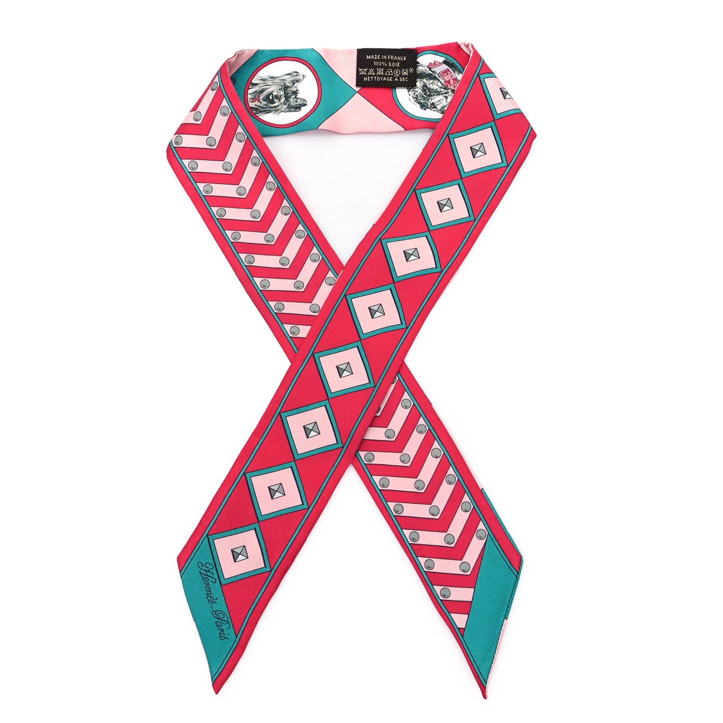 Silk Colliers Et Chiens Twilly Framboise Vert Rose