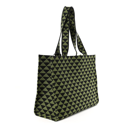 Prada Jacquard Saffiano Triangolo Symbole Embroidered Shopping Tote Black Edera 3 of 10