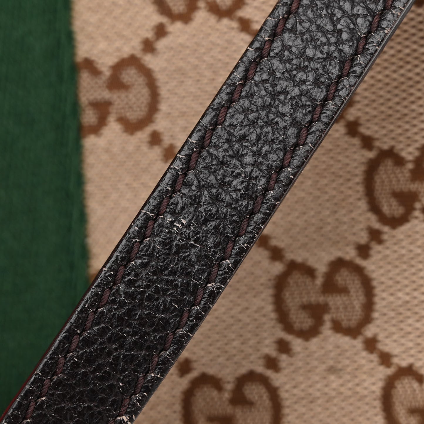 GG Supreme Monogram Web Small Webby Bee Shoulder Bag Dark Brown