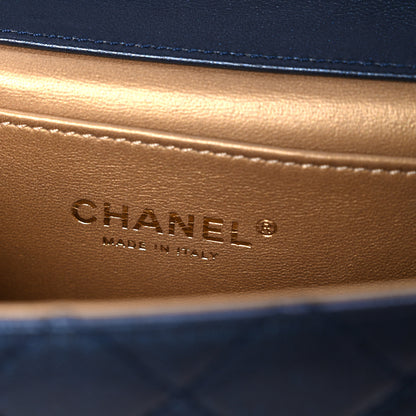 Chanel Iridescent Lambskin Quilted Chic Pearls Flap Navy Blue 6 of 10