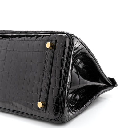 Hermes Shiny Niloticus Crocodile Birkin 30 Black 10 of 11