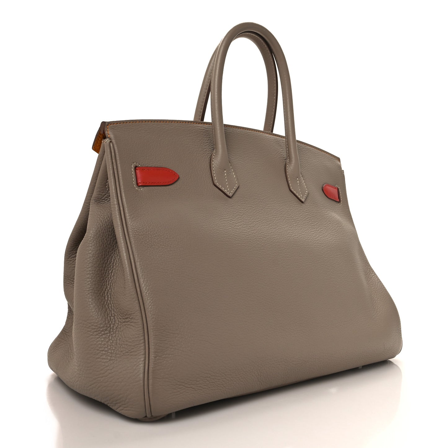 Taurillon Clemence Swift Tri-Color Birkin 35 Sanguine Gris Tourterelle Moutarde
