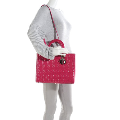 Christian Dior Patent Cannage Large Lady Dior Fuchsia 2 of 9