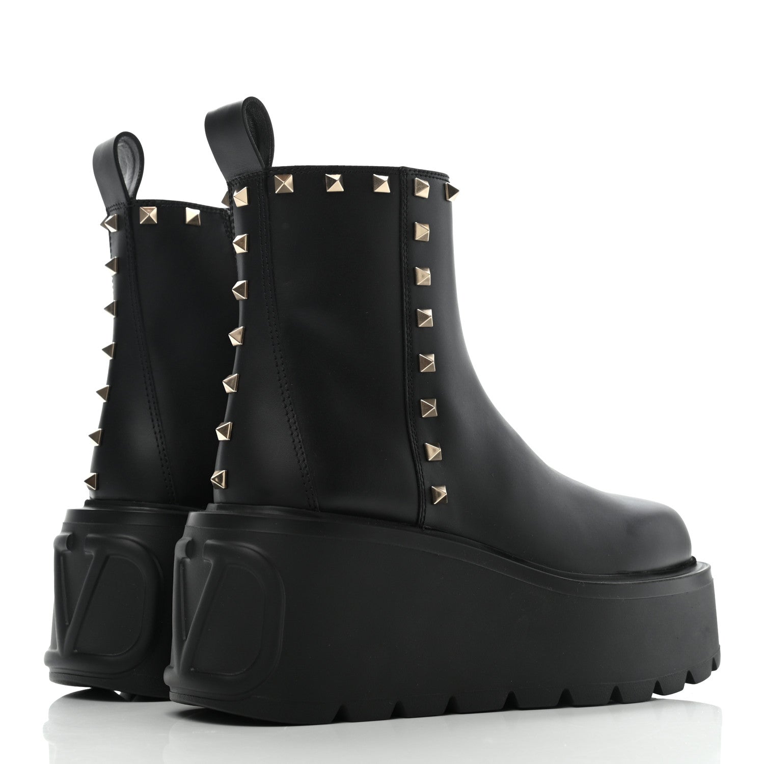 Valentino Garavani Calfskin Rockstud VLOGO Uniqueform Chelsea 55/85mm Flatform Ankle Boots 37.5 Black 4 of 9