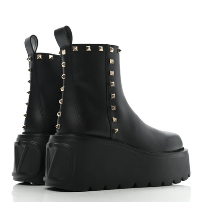 Valentino Garavani Calfskin Rockstud VLOGO Uniqueform Chelsea 55/85mm Flatform Ankle Boots 37.5 Black 4 of 9