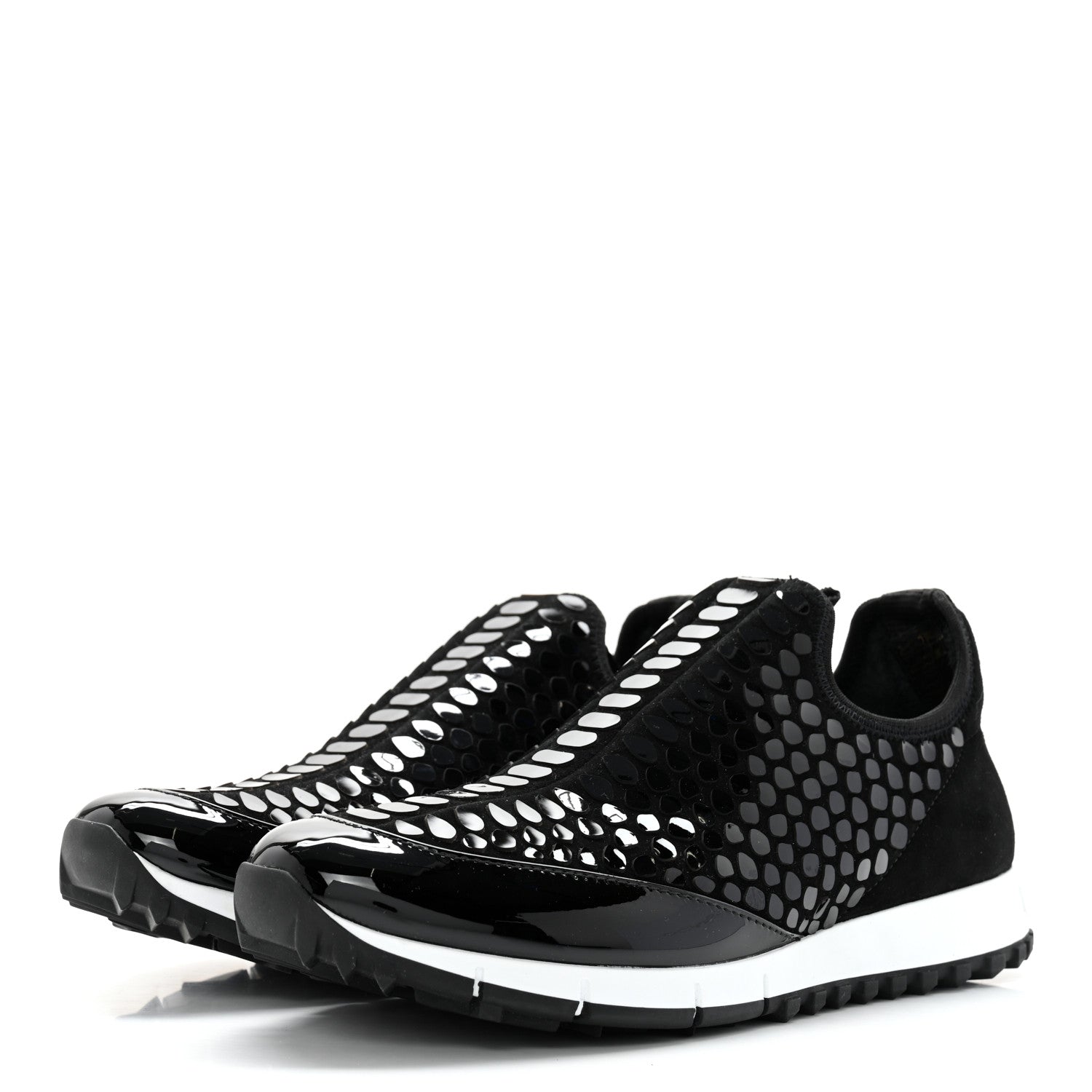 Jimmy Choo Patent Suede Montana Slip-On Sneakers 40 Black 3 of 14