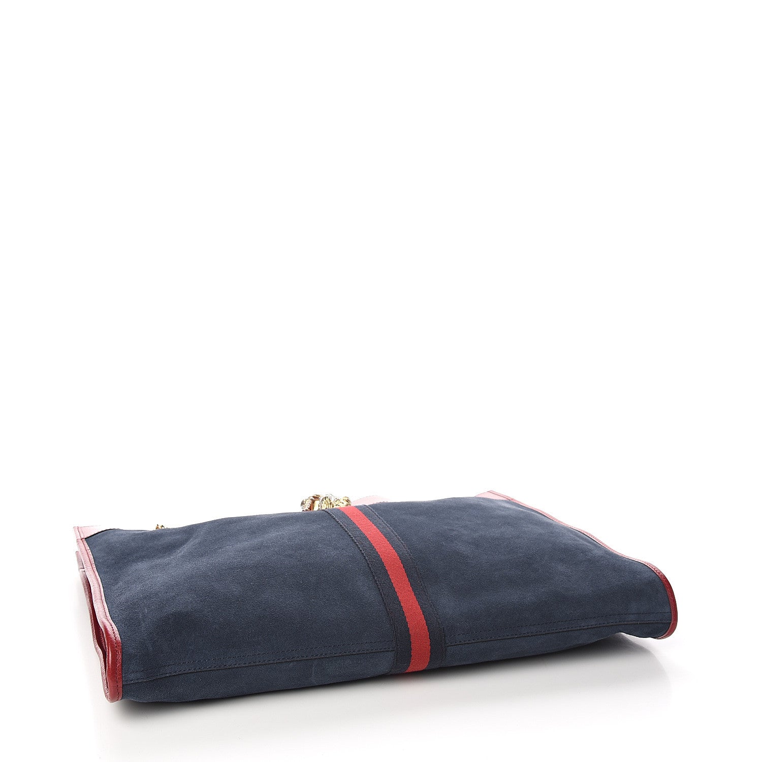 Gucci Suede Calfskin Large Rajah Chain Tote New Blue Romantic Cherry 3 of 9