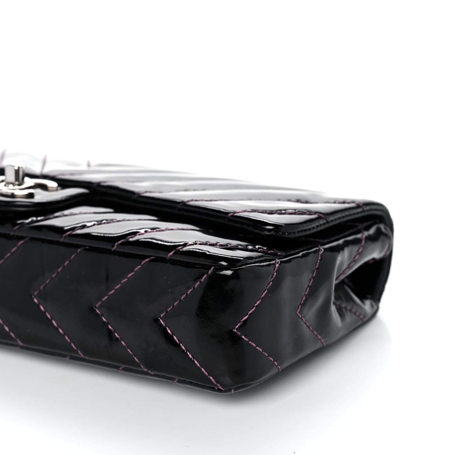 Chanel Patent Calfskin Chevron Quilted East West Flap 10 of 11