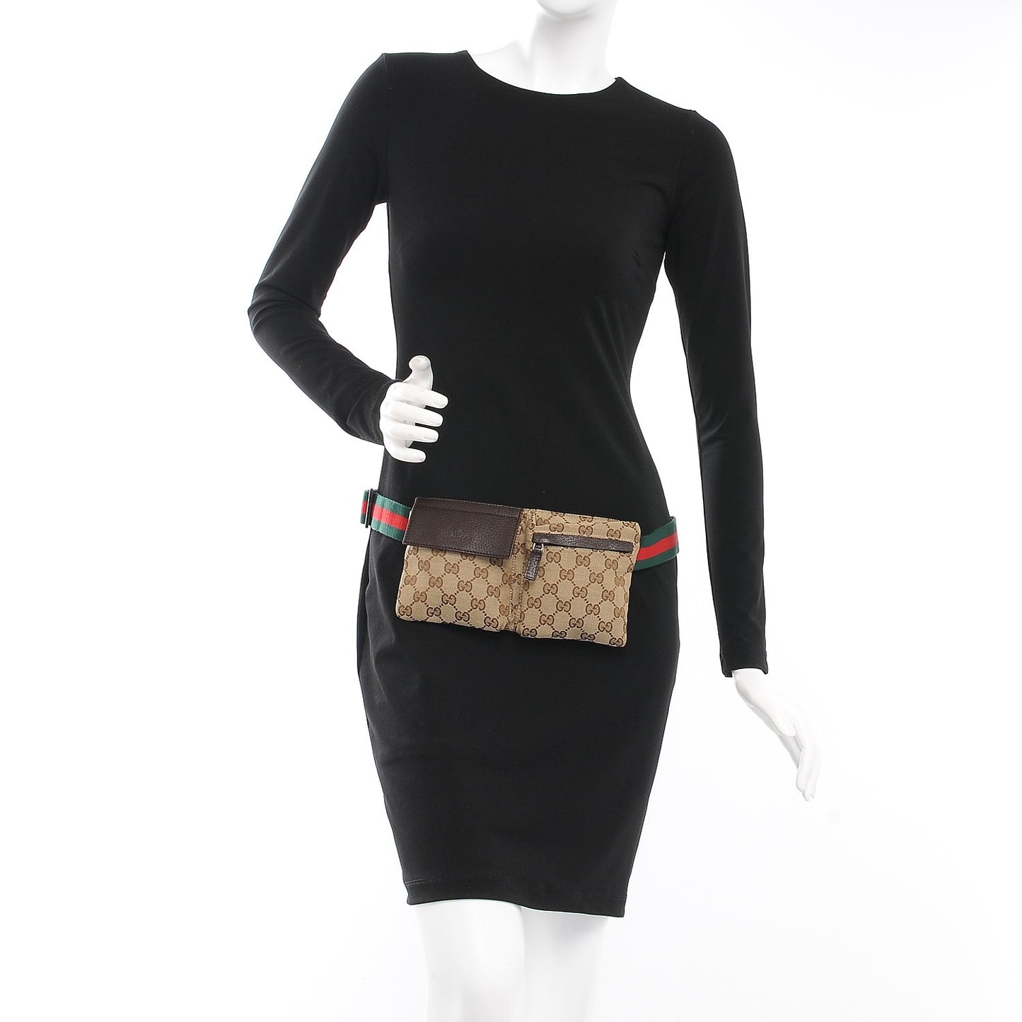 Monogram Web Belt Bag Dark Brown